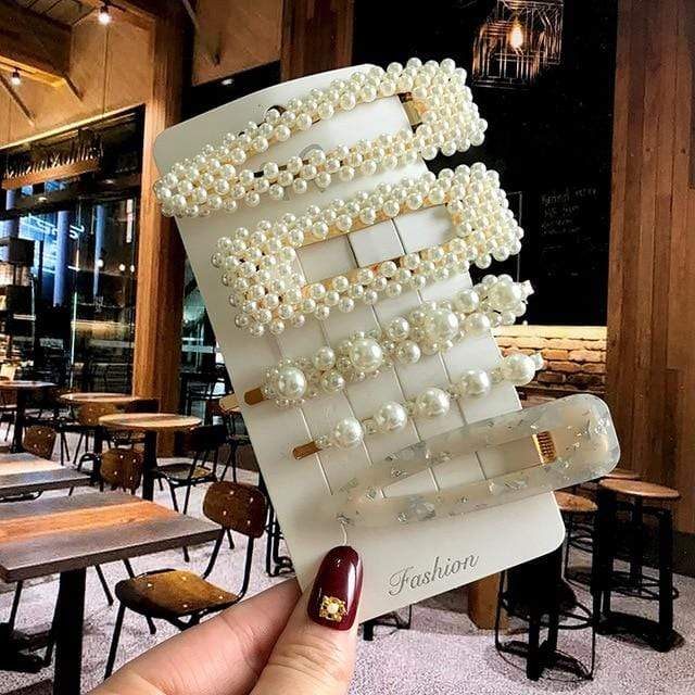 Acrylic Barrettes Headwear Pearl Hair Clip Sets For Women Fashion Geometric Hairpins Hair Accessories Headdress Girl Bobby Clip AExp