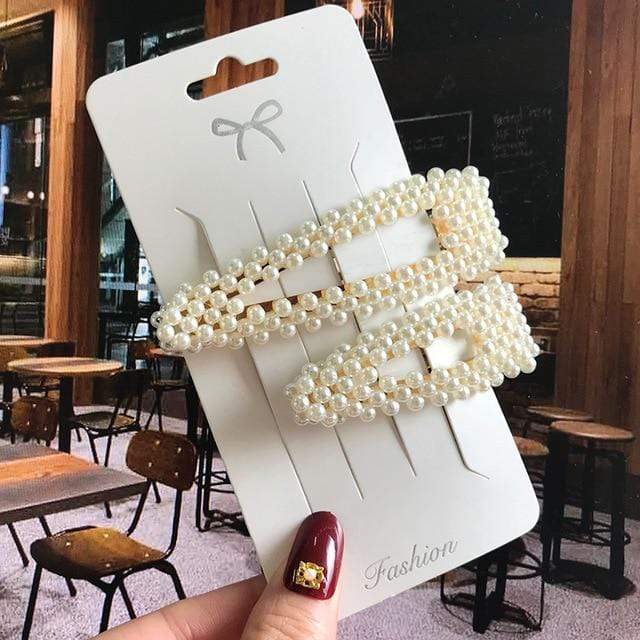 Acrylic Barrettes Headwear Pearl Hair Clip Sets For Women Fashion Geometric Hairpins Hair Accessories Headdress Girl Bobby Clip AExp