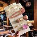 Acrylic Barrettes Headwear Pearl Hair Clip Sets For Women Fashion Geometric Hairpins Hair Accessories Headdress Girl Bobby Clip AExp
