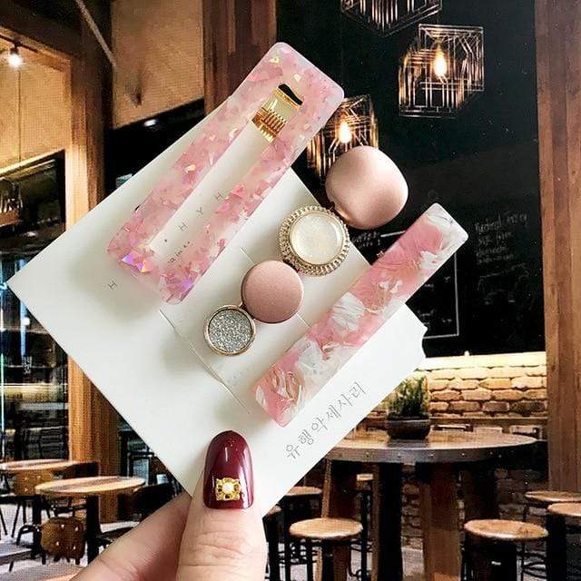 Acrylic Barrettes Headwear Pearl Hair Clip Sets For Women Fashion Geometric Hairpins Hair Accessories Headdress Girl Bobby Clip AExp