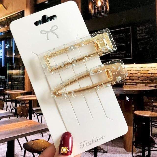 Acrylic Barrettes Headwear Pearl Hair Clip Sets For Women Fashion Geometric Hairpins Hair Accessories Headdress Girl Bobby Clip AExp