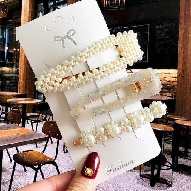 Acrylic Barrettes Headwear Pearl Hair Clip Sets For Women Fashion Geometric Hairpins Hair Accessories Headdress Girl Bobby Clip AExp