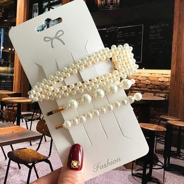 Acrylic Barrettes Headwear Pearl Hair Clip Sets For Women Fashion Geometric Hairpins Hair Accessories Headdress Girl Bobby Clip AExp