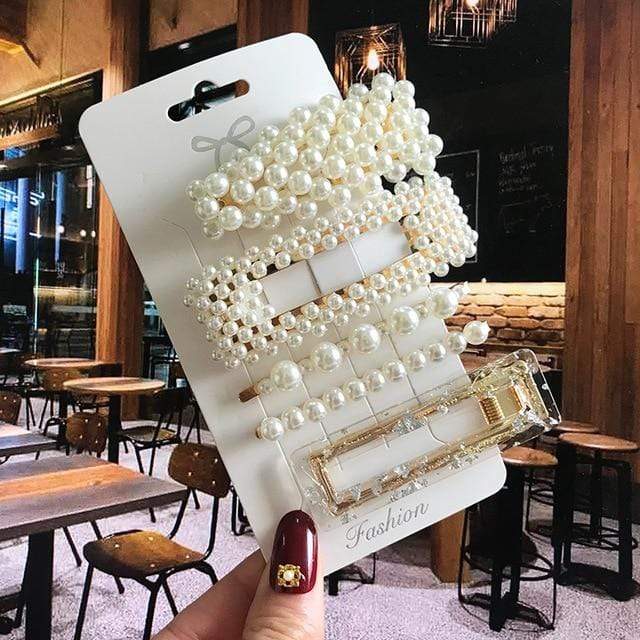 Acrylic Barrettes Headwear Pearl Hair Clip Sets For Women Fashion Geometric Hairpins Hair Accessories Headdress Girl Bobby Clip AExp