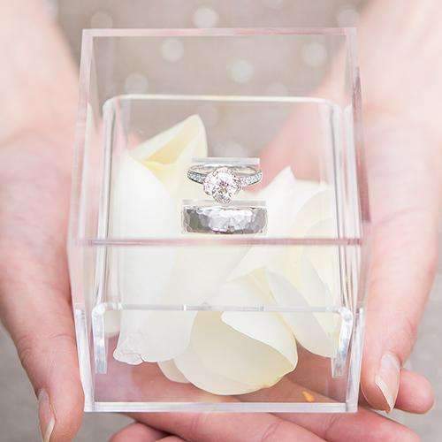 Acrylic Wedding Ring Box - Botanical Wreath Etching (Pack of 1)-Wedding Ceremony Accessories-JadeMoghul Inc.