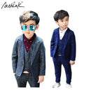 ActhInK 2017 New 3Pcs Boys Plaid Wedding Suit Brand England Style Gentle Boys Formal Tuxedos Suit Kids Spring Clothing Set, C157-blue-10T-JadeMoghul Inc.