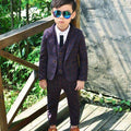 ActhInK 2017 New 3Pcs Boys Plaid Wedding Suit Brand England Style Gentle Boys Formal Tuxedos Suit Kids Spring Clothing Set, C157-purple-4T-JadeMoghul Inc.