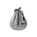 Action Figures and Statues Porcelain Pear Figurine In Combed Pattern, Large, Silver Benzara