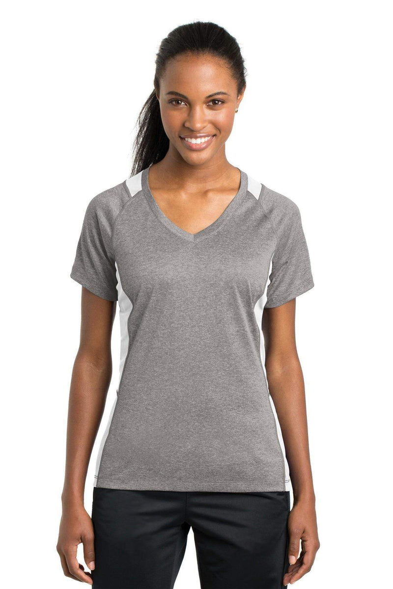 Activewear Sport-Tek Ladies Heather Colorblock ContenderV-Neck Tee. LST361 Sport-Tek