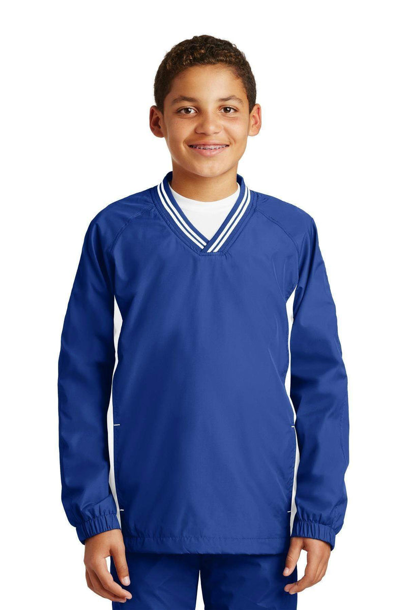 Activewear Sport-Tek Youth Tipped V-Neck Raglan Wind Shirt. YST62 Sport-Tek