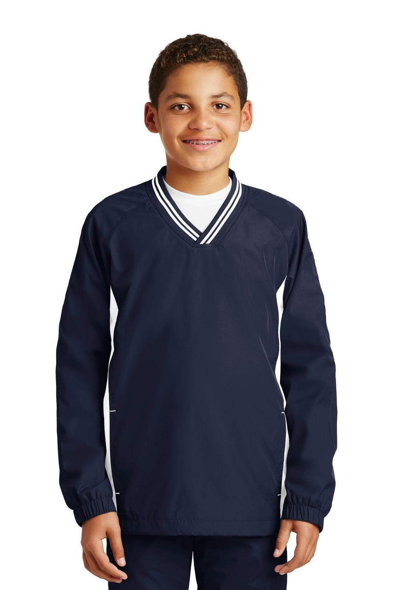 Activewear Sport-Tek Youth Tipped V-Neck Raglan Wind Shirt. YST62 Sport-Tek