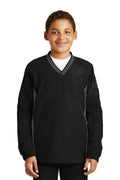 Activewear Sport-Tek Youth Tipped V-Neck Raglan Wind Shirt. YST62 Sport-Tek