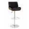 Adjustable Bar Height Stool, Black & Walnut-Bar Stools and Counter Stools-Black & Brown-Wood Leather & Metal-JadeMoghul Inc.