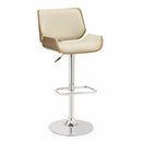 Adjustable Bar Height Stool, Cream & Walnut Brown-Bar Stools and Counter Stools-Cream & Brown-Wood Leather & Metal-JadeMoghul Inc.