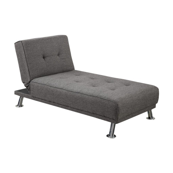 Adjustable Chaise with Chromed Leg, Gray-Indoor Chaise Lounge Chairs-Gray-Solid Pine Plywood Chromed Leg Slate polyfiber-JadeMoghul Inc.