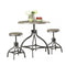 Adjustable Counter Height & Stool Set, Gray Oak, 3 Piece Pack-Accent and Garden Stools-Gray-Paulownia Wood Veneer MDF Metal Tube-JadeMoghul Inc.