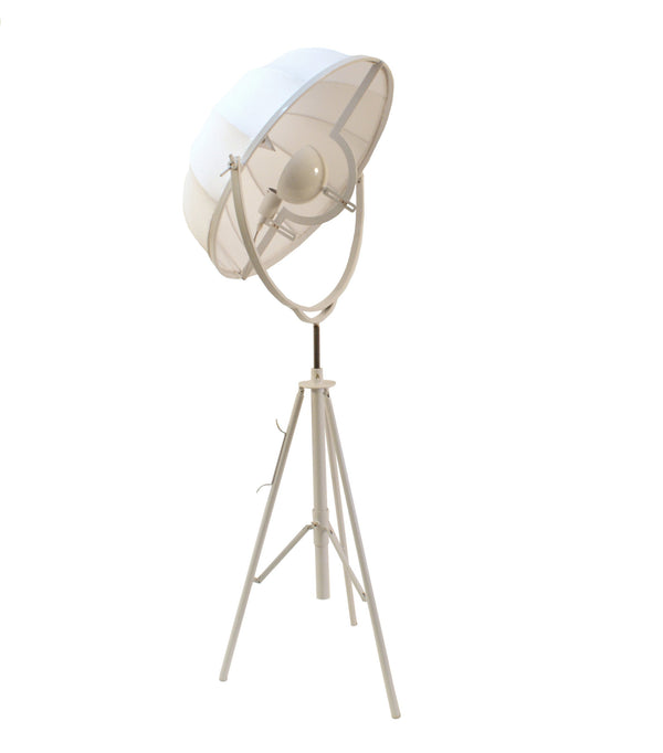 Adjustable Metal Floor Lamp with Fabric Shade and Tripod Feet, Large, White-Floor Lamp-White-Metal and Fabric-JadeMoghul Inc.