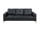 Adjustable Sofa With Movable Armrest In Black Polyurethane-Sofas-Black-Faux Leather Pine Wood Particle Board Metal-JadeMoghul Inc.