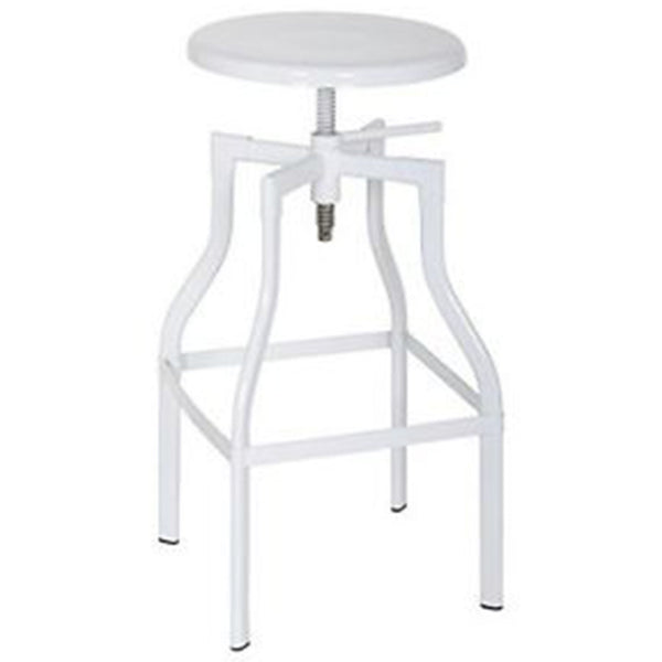 Adjustable Stool with Swivel, White-Accent and Garden Stools-White-Steel-JadeMoghul Inc.