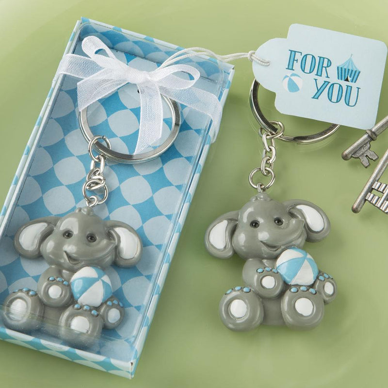 adorable baby elephant with blue design key chain-Bridal Shower Decorations-JadeMoghul Inc.