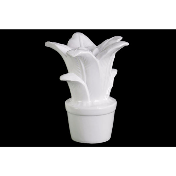 Adorning Ceramic Flower Figurine on Pot- White- Benzara-Decorative Accessories-White-Ceramic-JadeMoghul Inc.