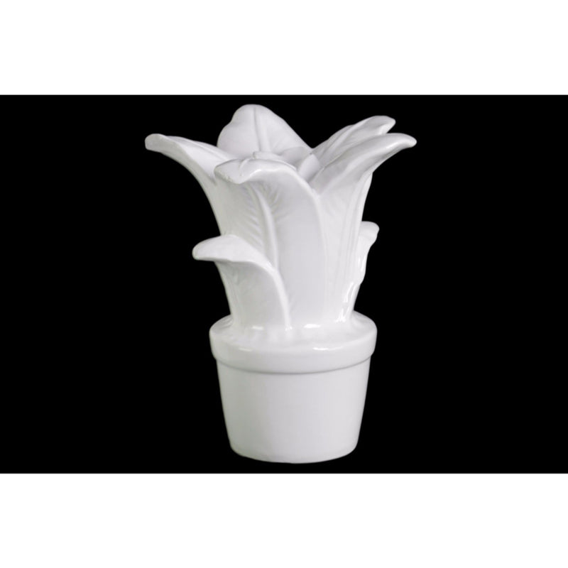 Adorning Ceramic Flower Figurine on Pot- White- Benzara-Decorative Accessories-White-Ceramic-JadeMoghul Inc.