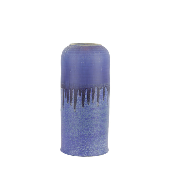 Aesthetic Ceramic Vase with Drip Glaze Texture, Blue-Vases-Blue-Ceramic-JadeMoghul Inc.