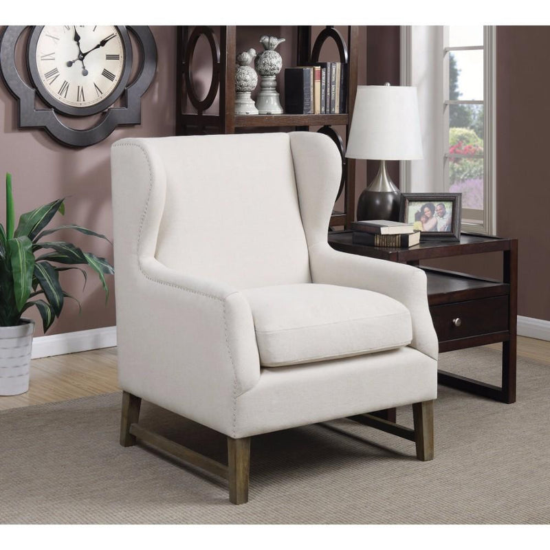 Aesthetically Refined Accent Chair, White-Armchairs and Accent Chairs-White-PINE-JadeMoghul Inc.