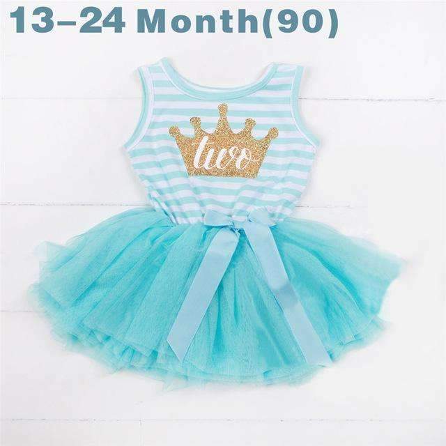 Ai Meng Baby Flower Girls Princess First Birthday Outfits One Two Three Years Old Birthday Baby Toddler Dresses Clothes Striped-5L90-JadeMoghul Inc.