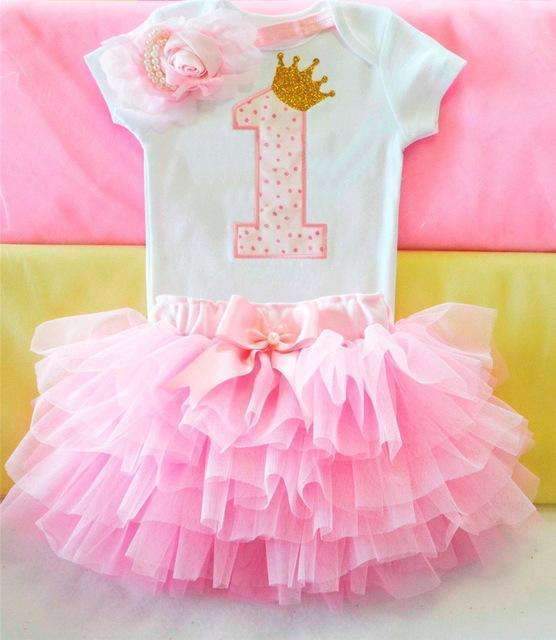Ai Meng Baby Girl Clothes 1st Birthday Cake Smash Outfits Infant Clothing Sets Romper+Tutu Skirt+Flower Cap Newborn Baby Suits-As Photo 4-JadeMoghul Inc.