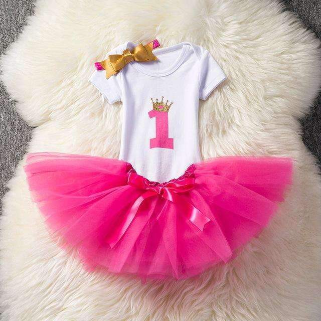 Ai Meng Baby Girl Clothes 1st Birthday Cake Smash Outfits Infant Clothing Sets Romper+Tutu Skirt+Flower Cap Newborn Baby Suits-As Photo 9-JadeMoghul Inc.