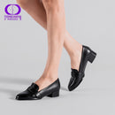 AIMEIGAO Medium Heels Classic Shoes Women Pumps PU Leather Square Heel Shoes Black Thick Heels Spring Autumn Women Shoes-Black-5.5-JadeMoghul Inc.
