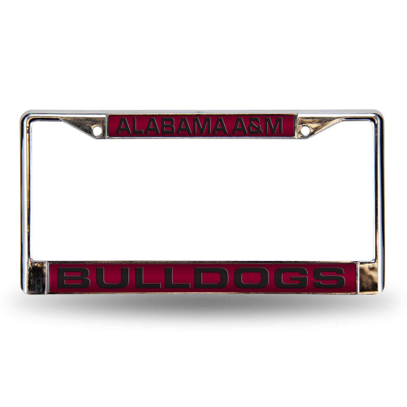 Ford License Plate Frame Alabama A&M Maroon Laser Chrome Frame