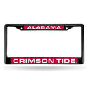 Black License Plate Frame Alabama Black Laser Chrome Frame