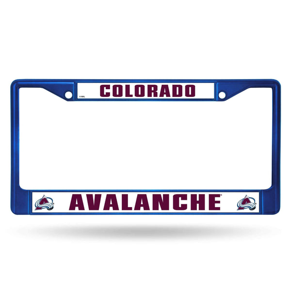 Best License Plate Frame Avalanche Blue Colored Chrome Frame