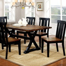 Alana Transitional Plank Style Dining Table, Antiqued Oak & Black Finish-Dining Tables-Antiqued Oak & Black-Solid Wood/Wood Veneer-JadeMoghul Inc.