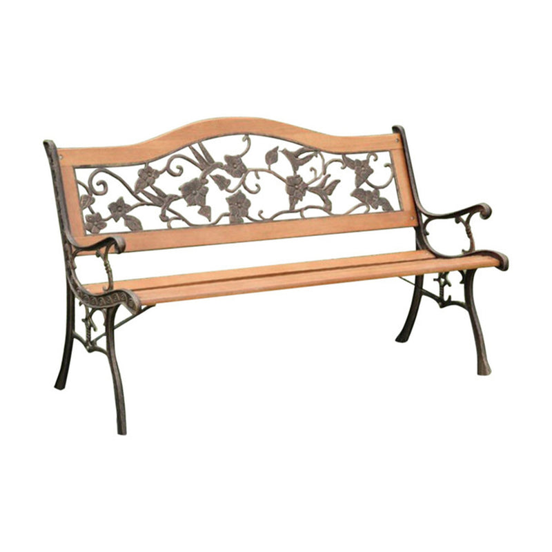 Alba Transitional Park Bench, Antique Oak-Outdoor Benches-Antique Oak-Cast Iron Wood-JadeMoghul Inc.