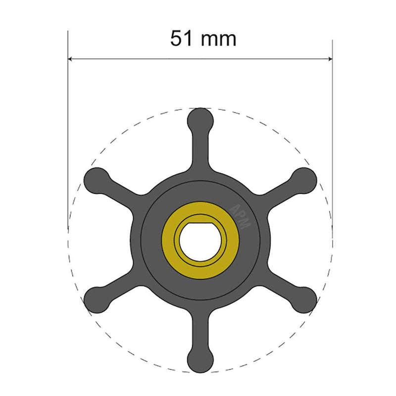 Albin Pump Premium Impeller Kit - 51 x 8 x 22mm - 6 Blade - Single Flat Insert [06-01-008]-Impellers-JadeMoghul Inc.