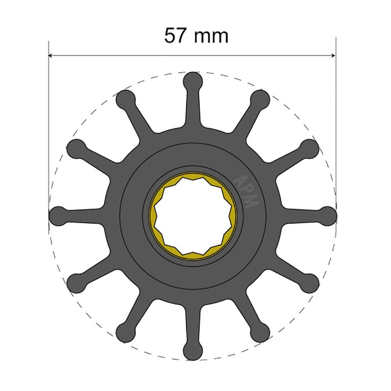 Albin Pump Premium Impeller Kit 57 x 16 x 48.2mm - 12 Blade - Spline Insert [06-01-014]-Impellers-JadeMoghul Inc.