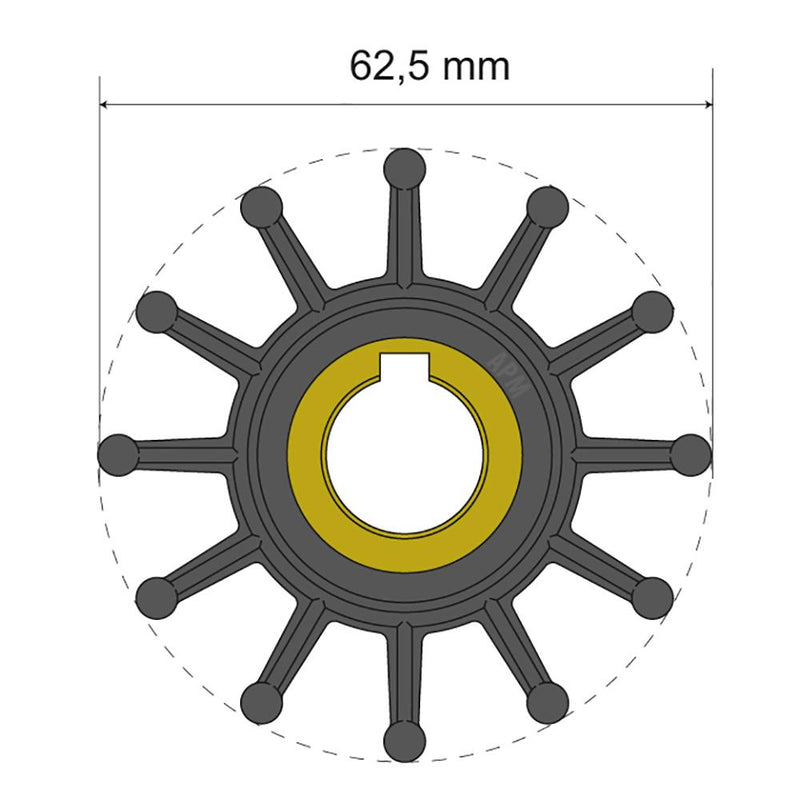 Albin Pump Premium Impeller Kit 62.5 x 16 x 32mm - 12 Blade - Key Insert [06-01-016]-Impellers-JadeMoghul Inc.