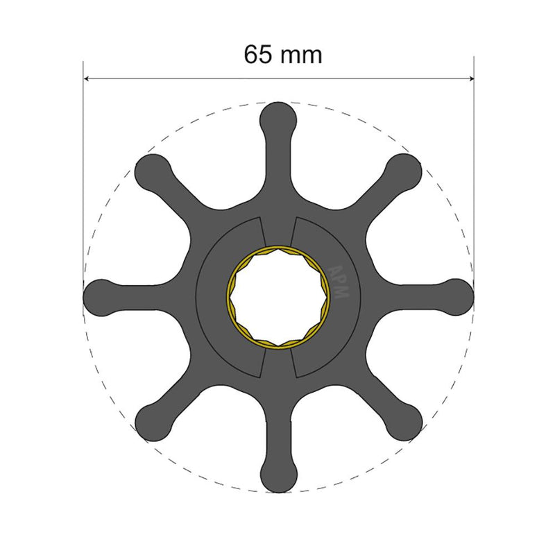 Albin Pump Premium Impeller Kit 65 x 16 x 37mm - 8 Blade - Spline Insert [06-01-017]-Impellers-JadeMoghul Inc.