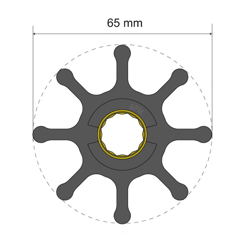 Albin Pump Premium Impeller Kit 65 x 16 x 50mm - 8 Blade - Spline Insert [06-01-021]-Impellers-JadeMoghul Inc.