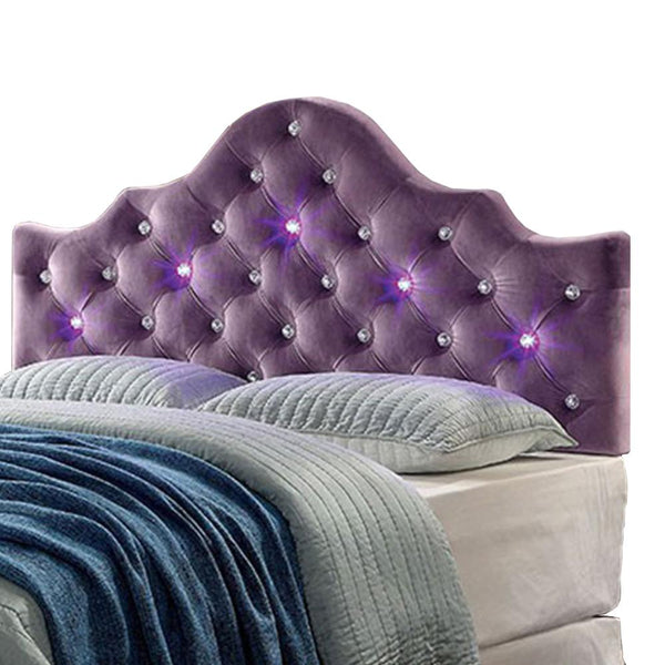 Aldebaran Contemporary Twin Size Headboard, Purple-Headboards-Purple-Fabric Solid Wood/Others-JadeMoghul Inc.