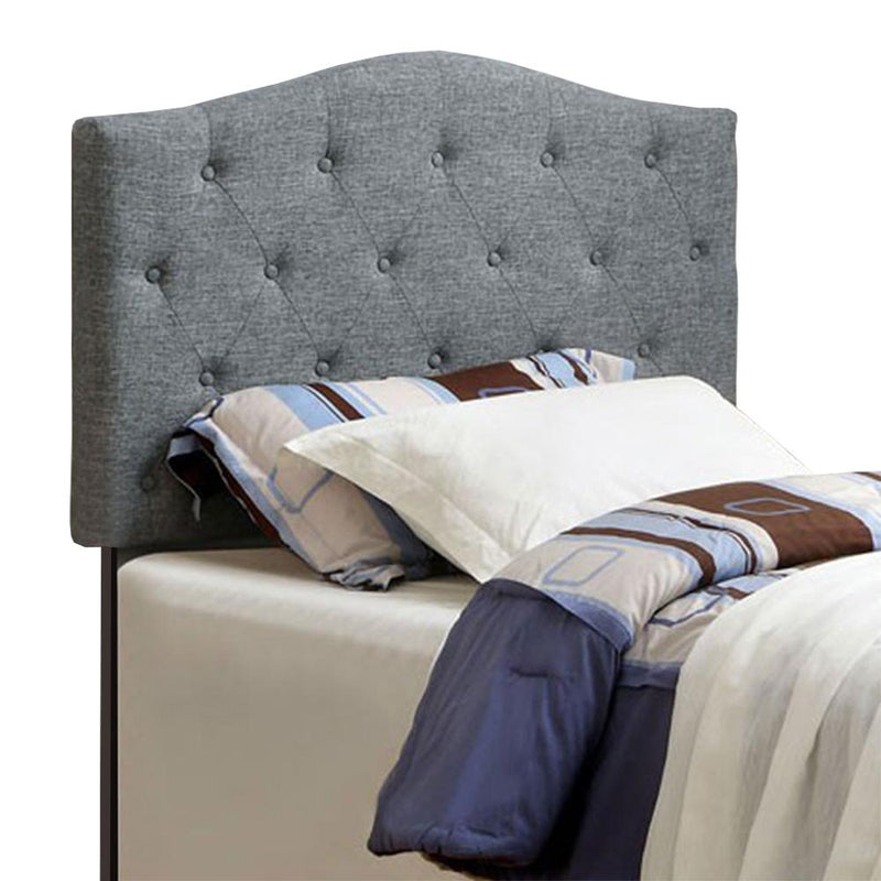 Alipaz Contemporary Full Queen Headboard, Gray-Headboards-Gray-Linen-like Fabric Solid Wood & Others-JadeMoghul Inc.