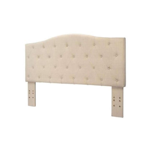 Alipaz Contemporary Full Queen Headboard, Ivory-Headboards-Ivory-Linen-like Fabric Solid Wood & Others-JadeMoghul Inc.