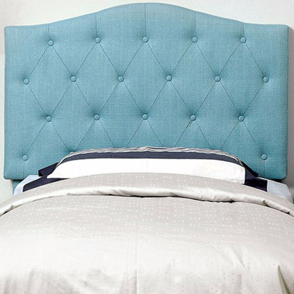 Alipaz Contemporary Twin Size Headboard, Blue-Headboards-Blue-Linen-like Fabric Solid Wood & Others-JadeMoghul Inc.