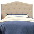 Alipaz Contemporary Twin Size Headboard, Ivory-Headboards-Ivory-Linen-like Fabric Solid Wood & Others-JadeMoghul Inc.