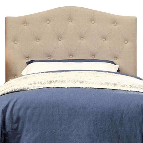 Alipaz Contemporary Twin Size Headboard, Ivory-Headboards-Ivory-Linen-like Fabric Solid Wood & Others-JadeMoghul Inc.