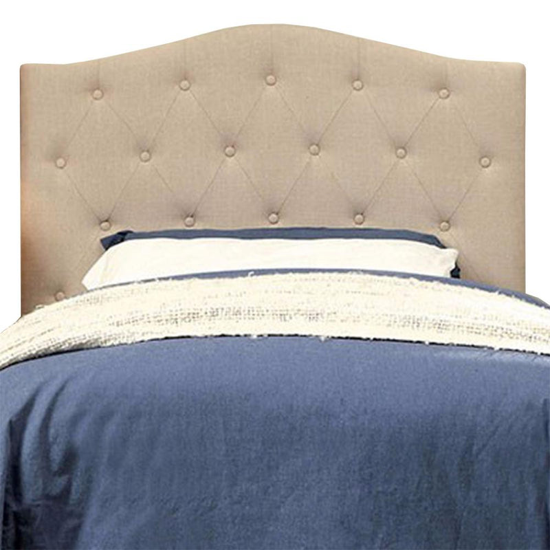 Alipaz Contemporary Twin Size Headboard, Ivory-Headboards-Ivory-Linen-like Fabric Solid Wood & Others-JadeMoghul Inc.