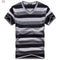 Alishebuy 2017 Male V-neck T-shirt Men's Short Sleeve Tshirt Man Cotton Striped T Shirts Mens Clothing Multi Size-21-L-JadeMoghul Inc.